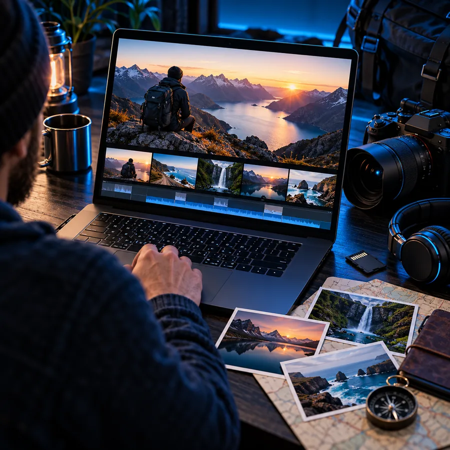Video editing scene with clips being arranged